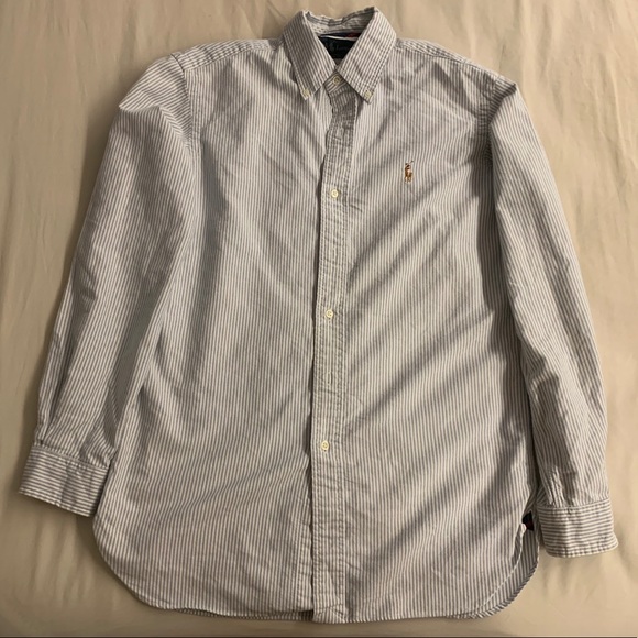 ralph lauren blue pinstripe shirt